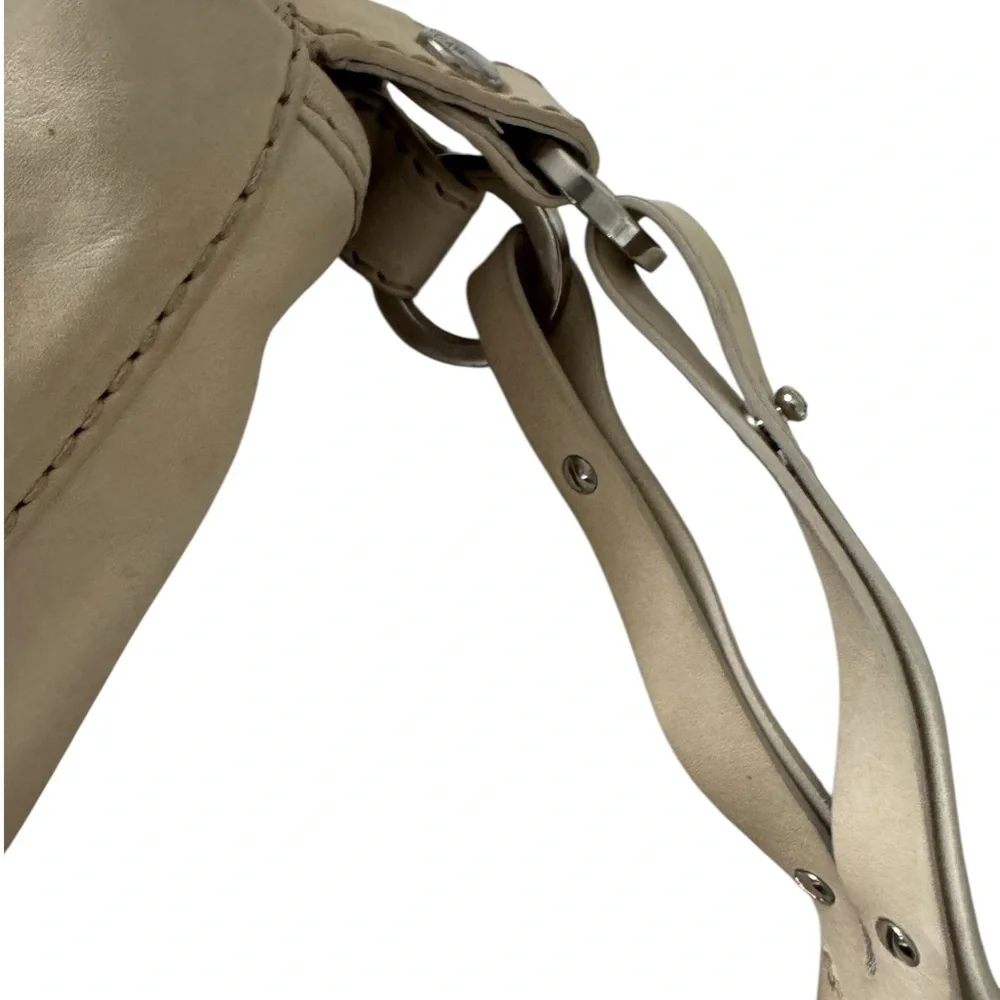 Hogan Ivory Authentic Leather Women's Bag with Wooden Accent